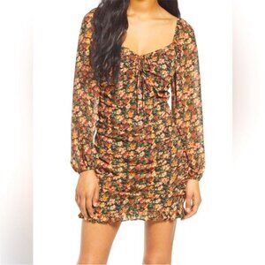 Floret Studios Ruched Floral Mini Dress